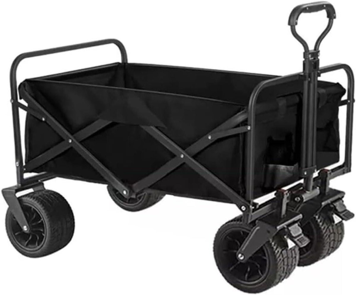 Opvouwbare Wagen - Draagbare Kar - Outdoor Activiteiten - Verstelbare Handgreep - 150L Capaciteit - Zwart