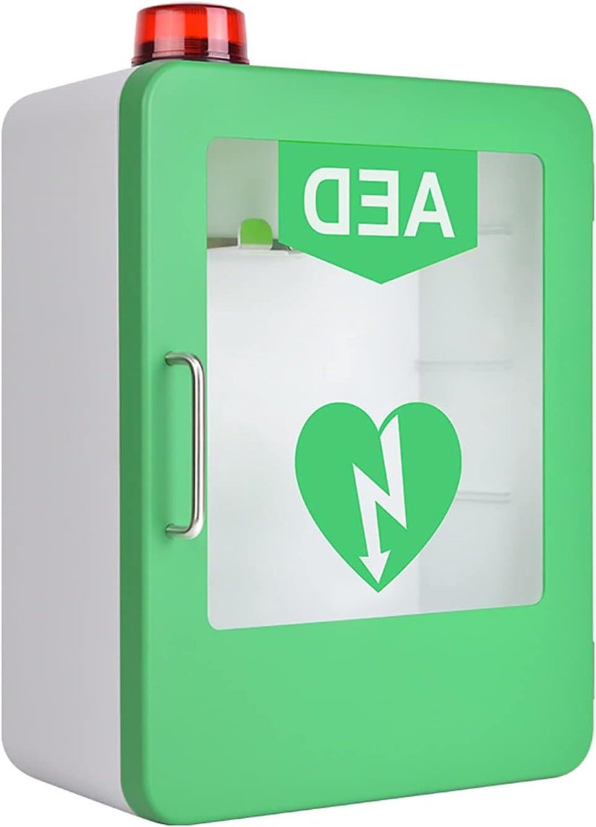 AED opbergkast - Noodkast EHBO - Veilig Opbergen - Met alarmsysteem - H45xB35xD18CM - Groen