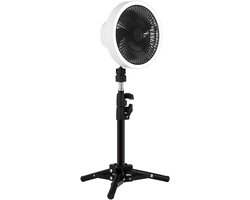 Oplaadbare Ventilator - Staande Fan - Buiten Gebruik - Draaibare Kop - Verticale Poot - Wit Zwart