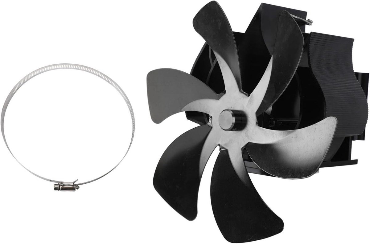 Haard Ventilator - Houtkachel Fan - Warmte Verspreiden - Zonder Elektriciteit - 21x20x16 cm - Zwart