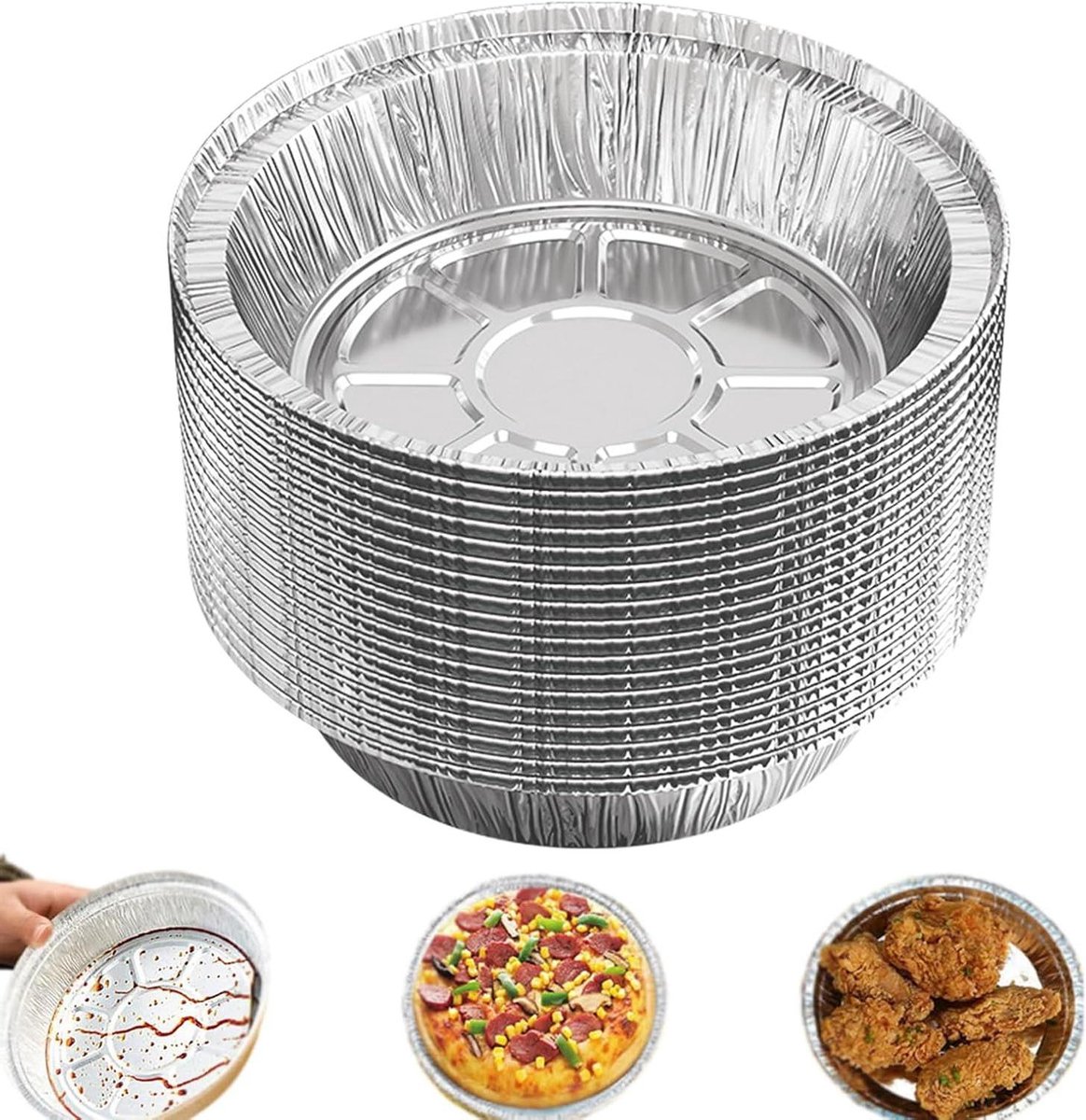 Coatingvellen voor Airfryer - Aluminium bakjes - Oliebestendig Koken - Hygiënische Apparaatverzorging - 50 stuks - Aluminium
