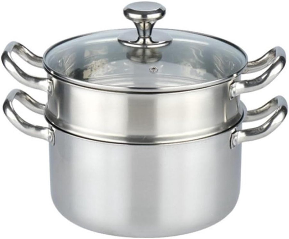 Stoompan RVS - Kookpan Stomer - Gezond Koken - Grote Capaciteit - 24cm - Zilver