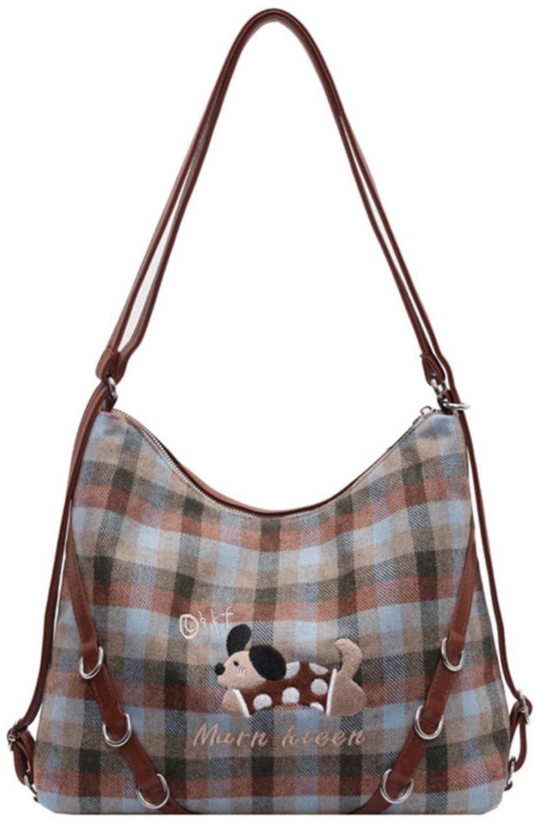 aladdien - Schoudertas - Casual Fashion - Retro Design - Blauw of Bruin - Handgemaakt - Perfect voor Shopping en Werk - Ideaal voor Vrouwen