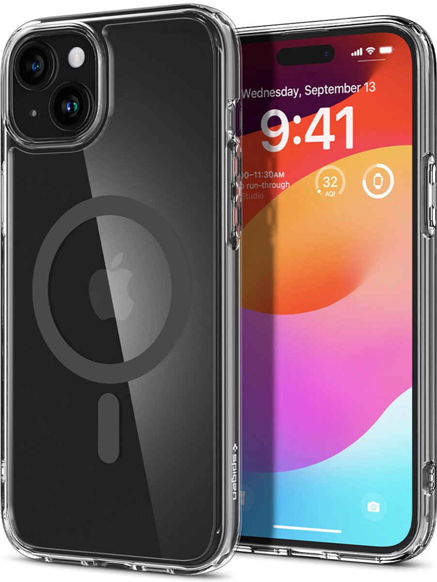 Spigen Ultra Hybrid MagFit hoesje geschikt voor iPhone 15 - Grijs