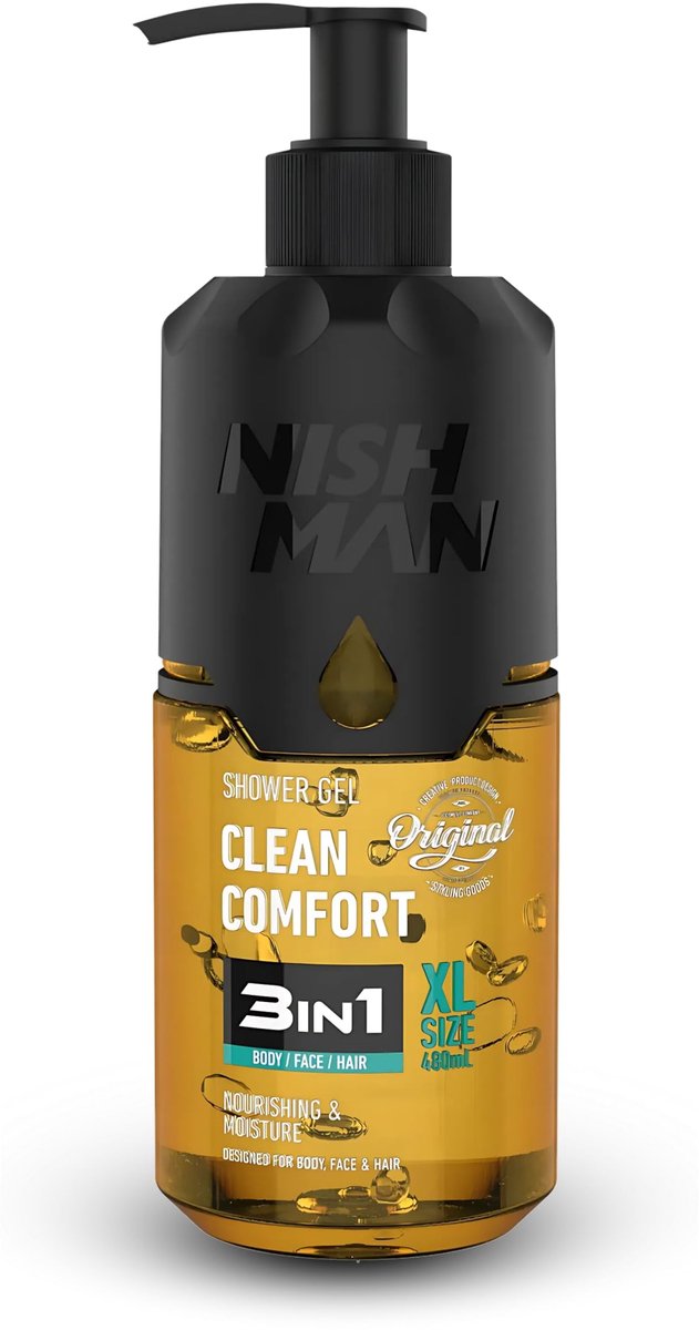 Nishman Shower Gel Clean Comfort 3-in-1 voor Heren 480ml Citrus