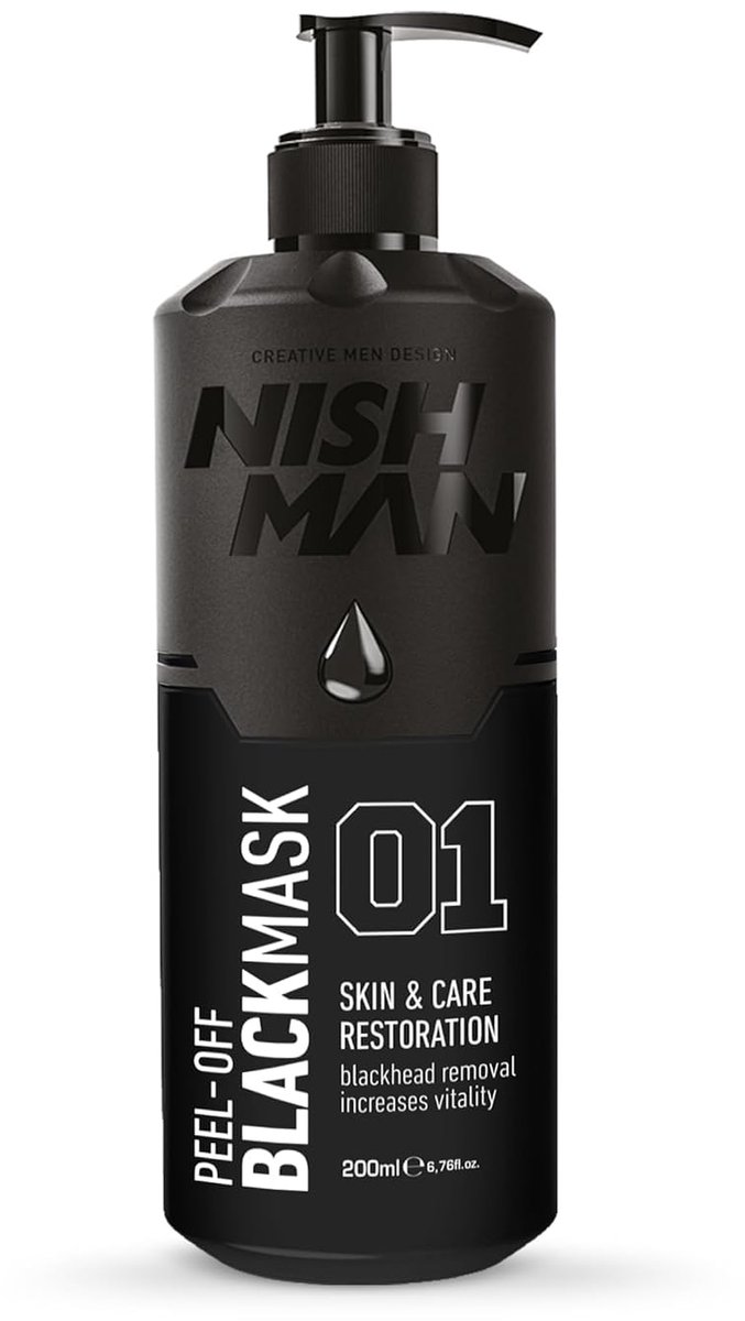 Nishman Peel-Off Masker Black – Actieve Kool Poriënreiniger voor Heren 200ml