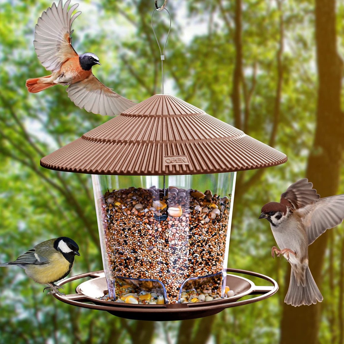 aladdien - Voederhuisje - Hangend Voederhuisje - Weerbestendig Ontwerp - Balkon Voederhuisje - Vogelvoederdispenser - Geschikt voor Wilde Vogels - 2..