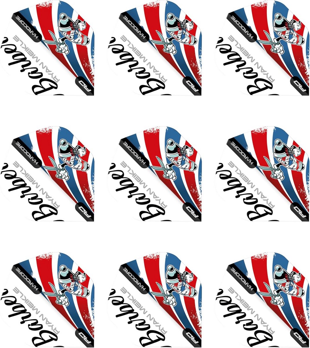 Set van 9 Hardcore Dartpijlen met 3 Flights Sets voor Precisie en Snelheid