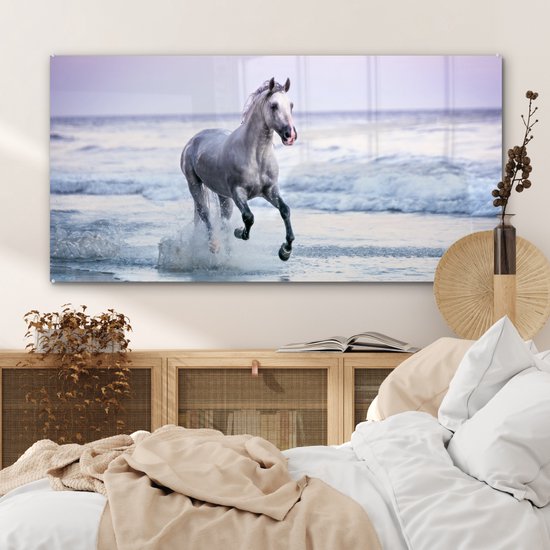 Peinture sur Verre - Cheval - Mer - Pastel - 120x60 cm - Peintures sur Verre Peintures - Photo sur Glas