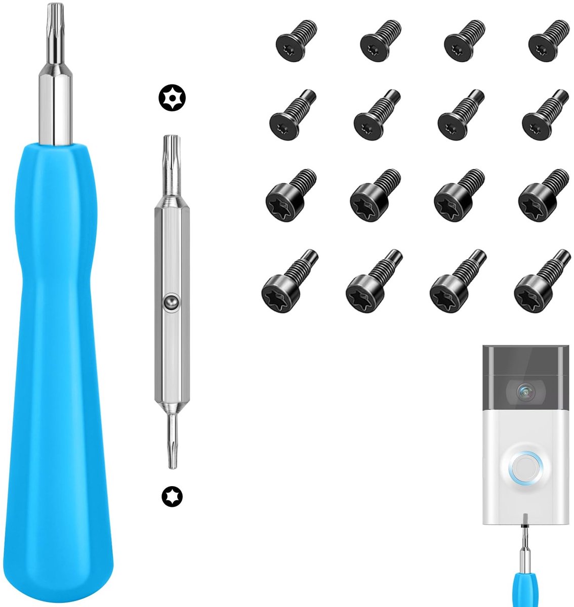 ONF3 - Deurbel schroevendraaier - Vervangingsschroevendraaier - Eenvoudig onderhoud - Blauw - Compatibel met video deurbellen - Must-have voor h...