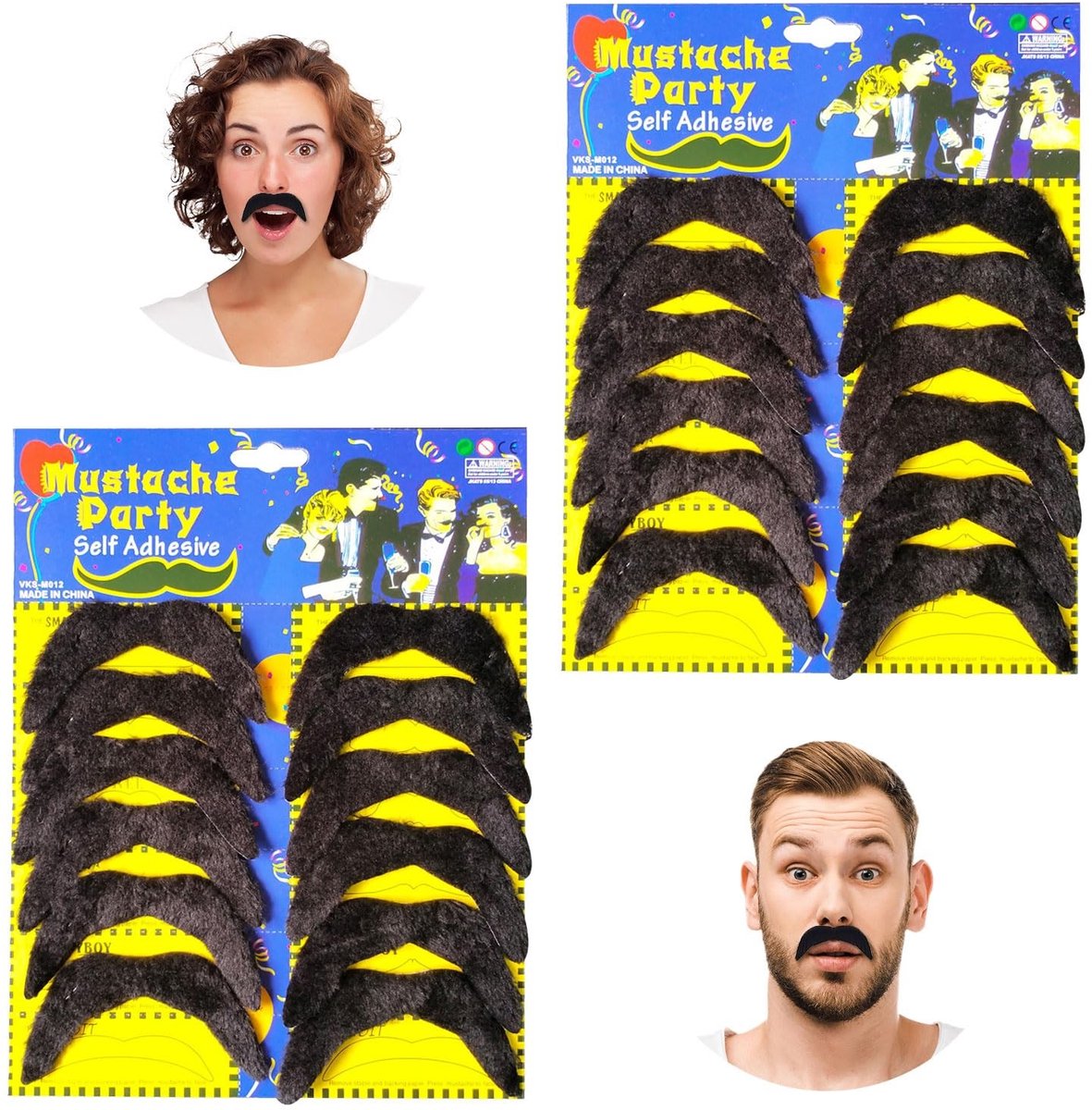aladdien - Fake Snorren - 24 Pcs Herbruikbare Stick-On Mustaches voor Feestjes - Halloween en Cosplay - Zwarte Kleur - Leuke Accessoires - Perfect v...