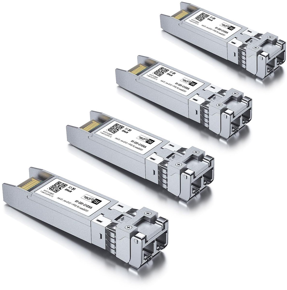 Netwerk Transceiver Module - SFP+ Glasvezel - Netwerk Uitbreiding - 10 km Bereik - 4 Stuks - Zilver