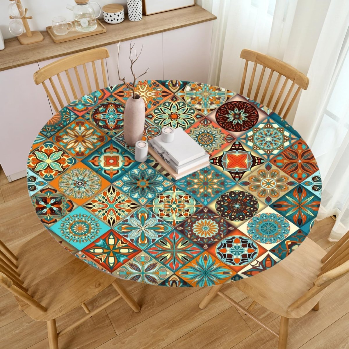 Rond Tafelkleed - Afwasbaar Kleed - Tafel Beschermen - Met Elastiek - 60 cm - Stijl 3