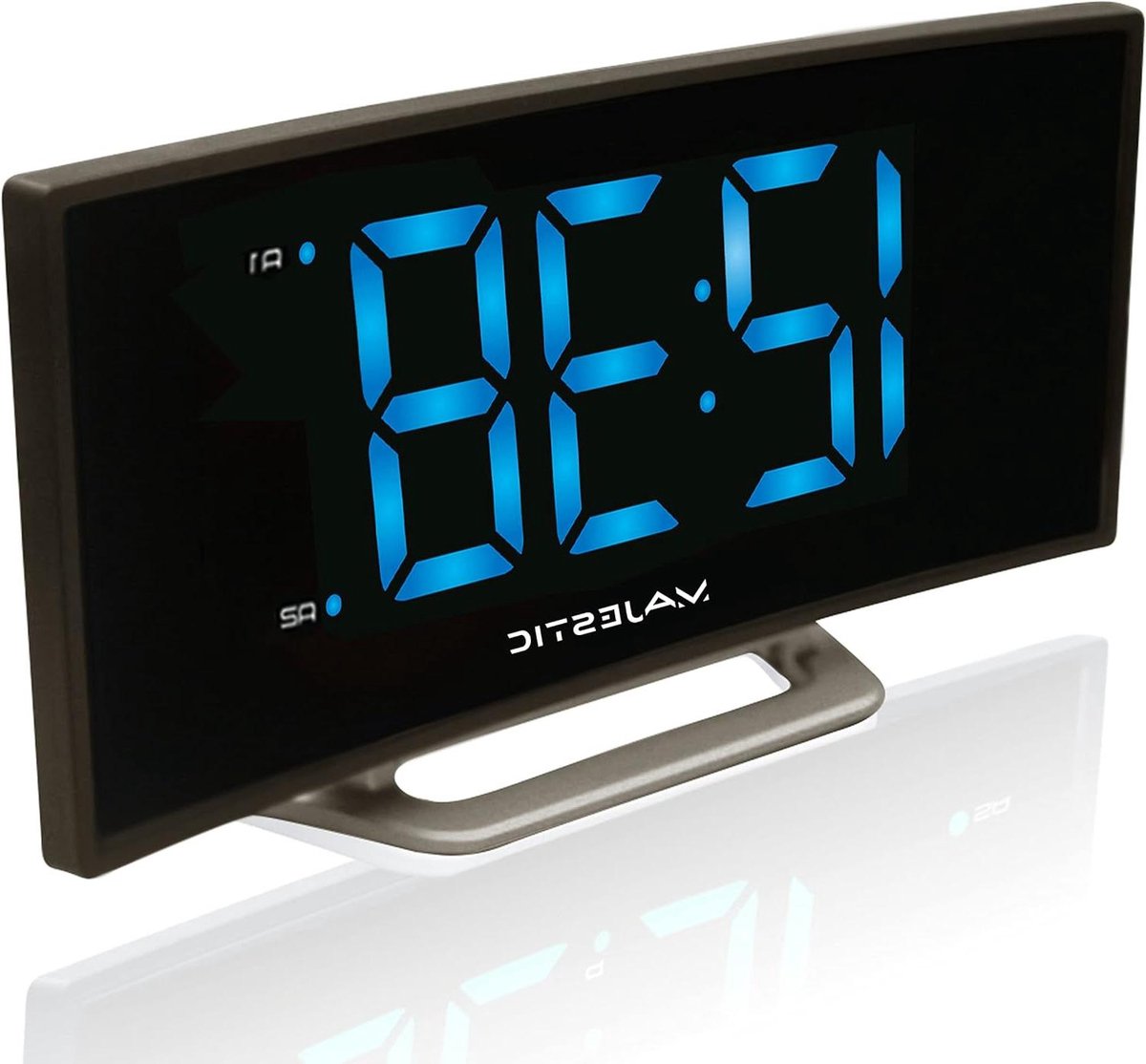 Digitale Wekker - Nachtklok - Wakker Worden - Groot Gebogen Display - 17 cm Breed - Zwart