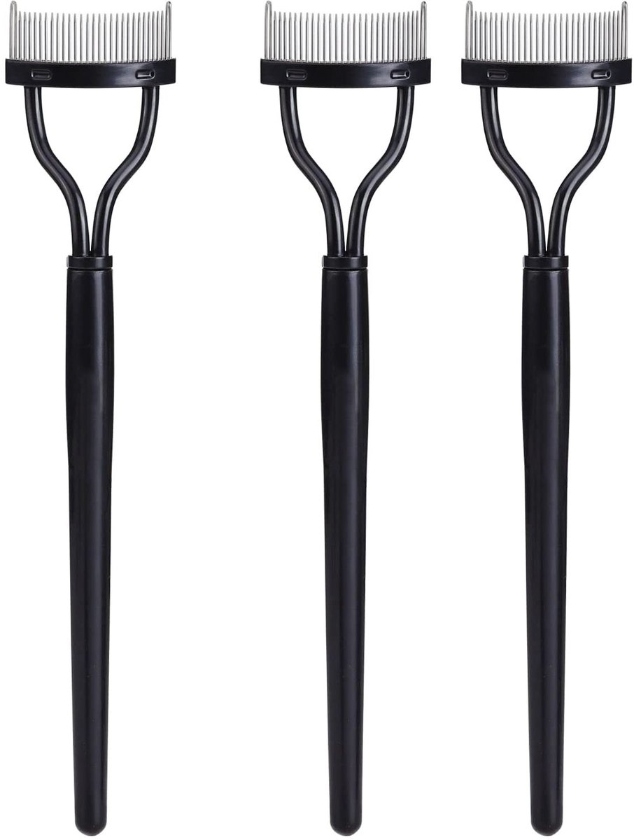 aladdien - Wimperkamkrulspelden - Cosmetische borstels - Ergonomisch ontwerp - Zwart - Perfect voor wimpers - Ideaal voor make-up - 3-delig