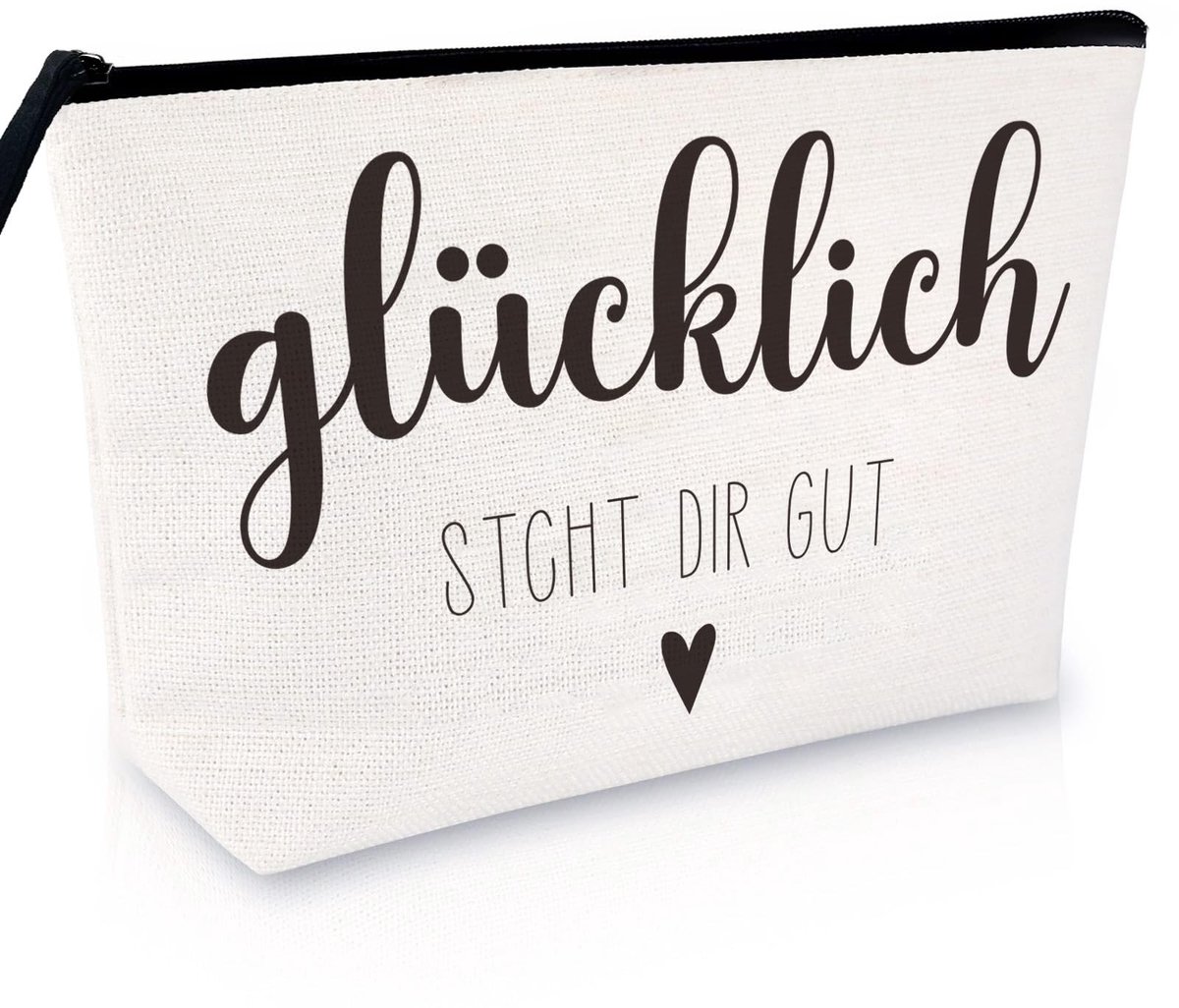 ONF3 - Make-uptas met opbeurende woorden - Cosmetische tas - Cadeau voor vrouwen - Wit - Make-up opbergtas - Handig voor dagelijks gebruik - Per...