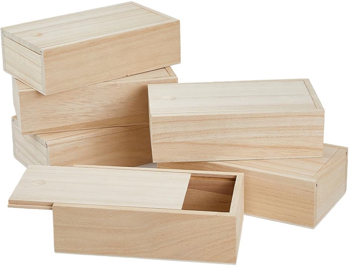 ONF3 - Houten Opbergdoos - DIY Ambachten - Schuifdeksel - Natuurlijk - Sieraden Opbergdoos - Handige Organisatie - Geschikt voor Woondecoratie