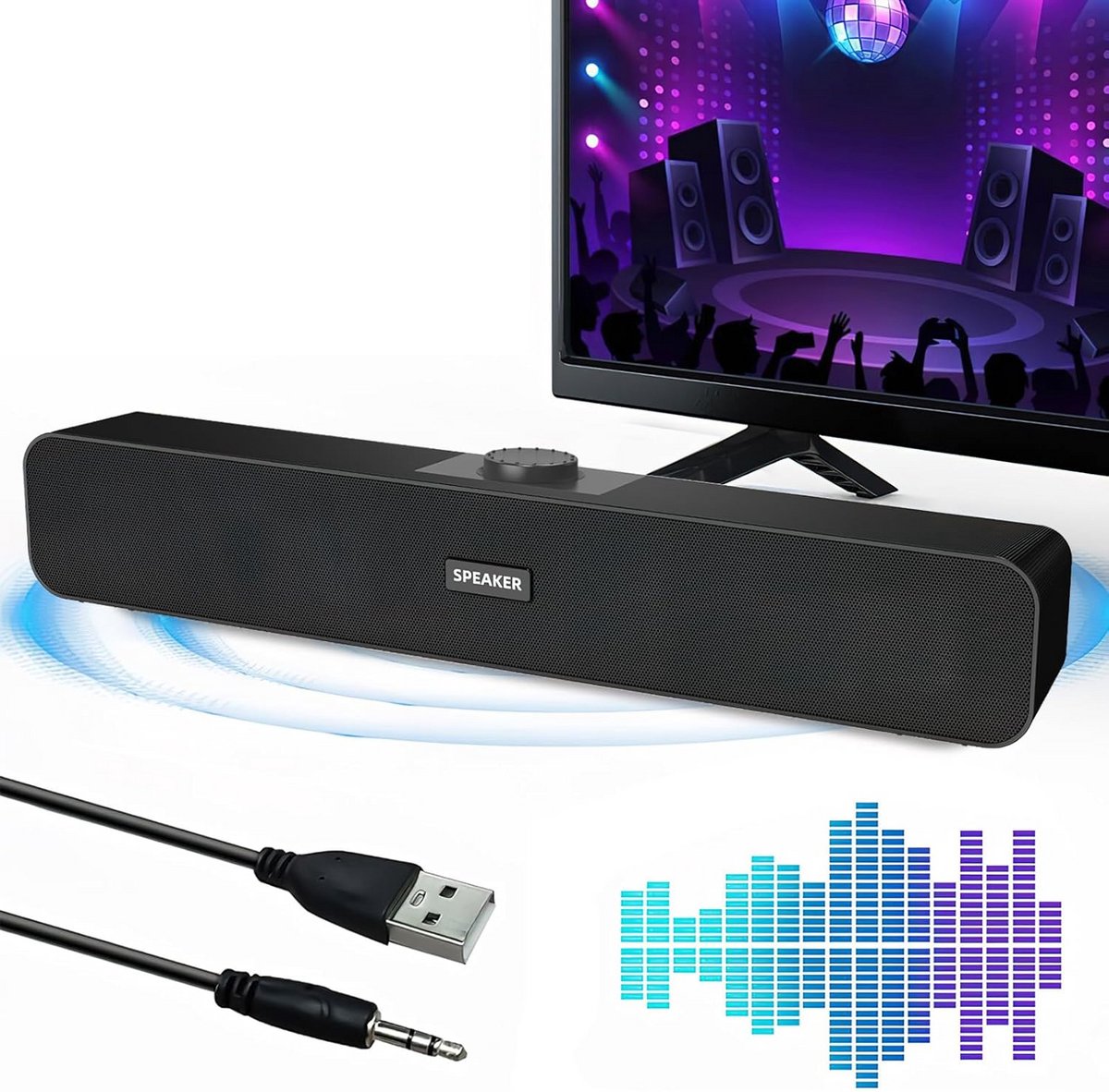 Compacte USB PC Luidspreker met Hifi Stereogeluid voor Laptop en Smartphone