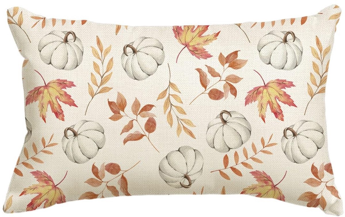 ONF3 - Kussenhoes - Pompoenen en esdoornbladeren - Ultrazacht en warm - 30 x 50 cm - Herfst decoratie - Geschikt voor woonkamer en slaapkamer