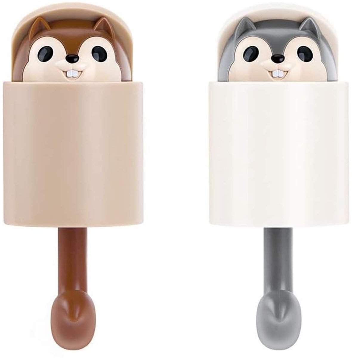 Set van 2 Cartoon Wandhaakjes - Squirrel Self Adhesive Haakjes voor Sleutels, Tassen en Handdoeken
