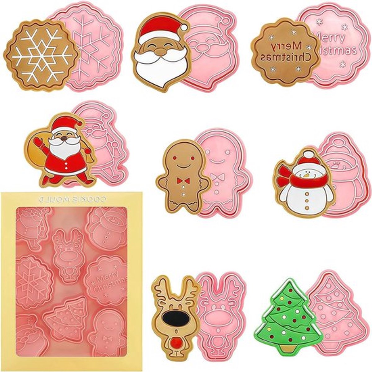 Kerstmis uitsteekvormen 8 stuks voor koekjes en taartdecoratie