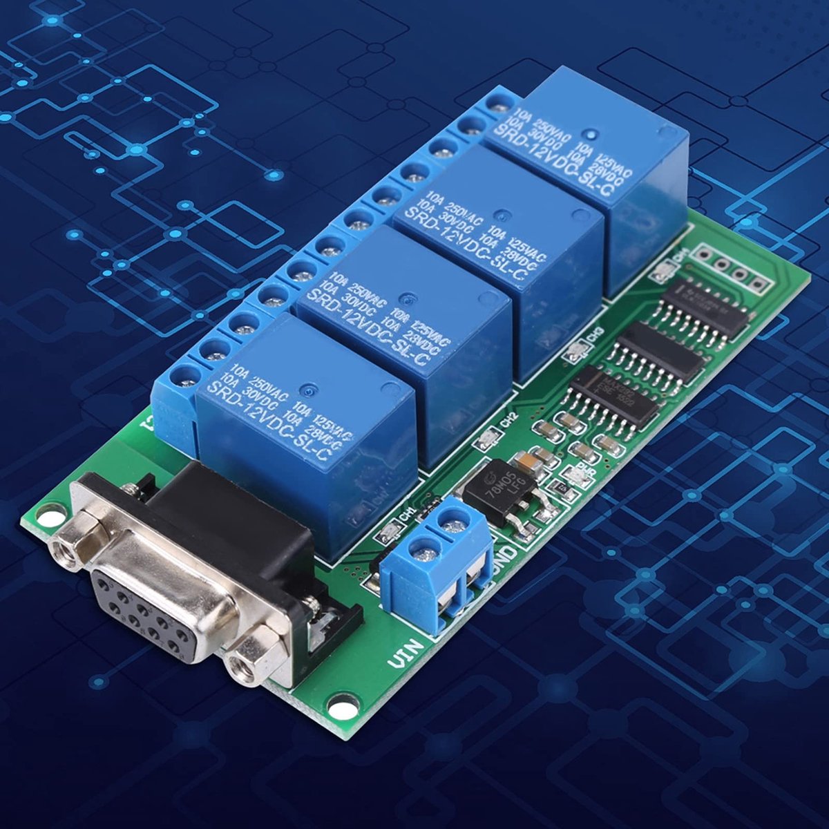 ONF3 - 4-kanaals Relaismodule - Uart Seriële Poortschakelaar - Betrouwbaar en Compact - DC 12V Voeding - Ideaal voor Automatisering - Geschikt v...