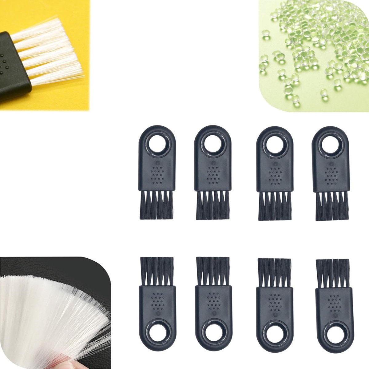 ONF3 - Scheerapparaat reinigingsborstel - 8 stuks - Nylon borstel voor elektrisch scheerapparaat - Zwart - Mini-borstels voor baardverzorging - ...