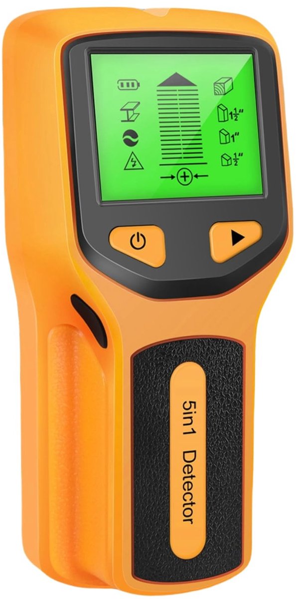 aladdien - Stud Finder Muur Scanner - 5 in 1 - HD LCD-scherm - Geel - Elektronische Stud Detector - Geschikt voor Houten Pijpen en Metalen AC Draden