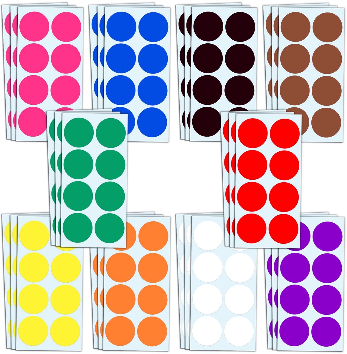 aladdien - Kleurronde Stickers - Zelfklevende Labels - 50mm Diameter - Puntstickers - 240 Stuks - Geschikt voor Kantoor en Creatief Gebruik