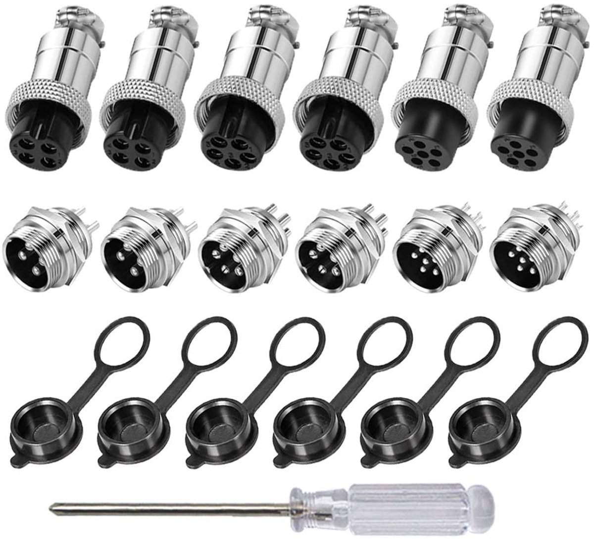 ONF3 - 6 stuks GX16 Aviation stekkerset - Luchtvaartstekkers - Metaal - 4-polig 5-polig 6-polig - Geschikt voor diverse toepassingen - Zilver en...