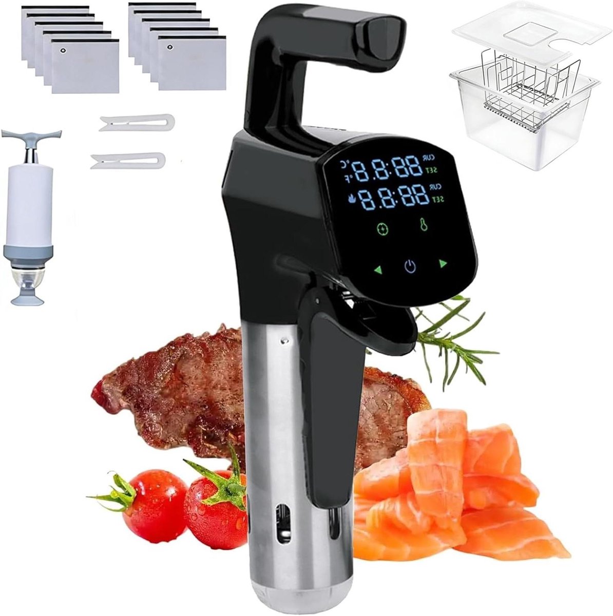 Sous Vide Koker - Dompelcirculator Set - Precisie Koken - Complete Keuken Kit - 25L Capaciteit - Zwart van Merkloos