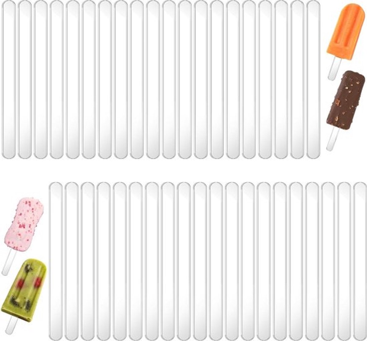 Herbruikbare Acrylstokjes 40 stuks 11,5 cm - Fruitdwergen - Doe-het-zelf desserts