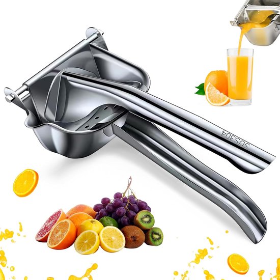 Handmatige Citruspers - Vruchtensap Maker - Verse Sappen - Roestvrij Staal - 22 x 11 cm - Zilverkleurig — afbeelding 2