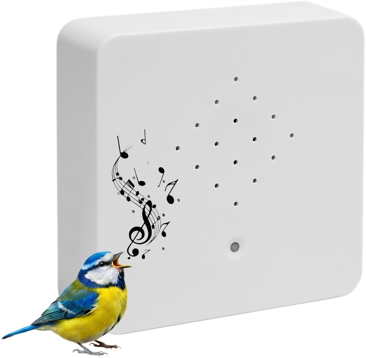 Vt products - Witte geluidsbox - Vogelgezang - Decoratieve klankkast - 12 cm - Ontspanning - Bewegingsmelder - Geschikt voor wellness - Kleur wit