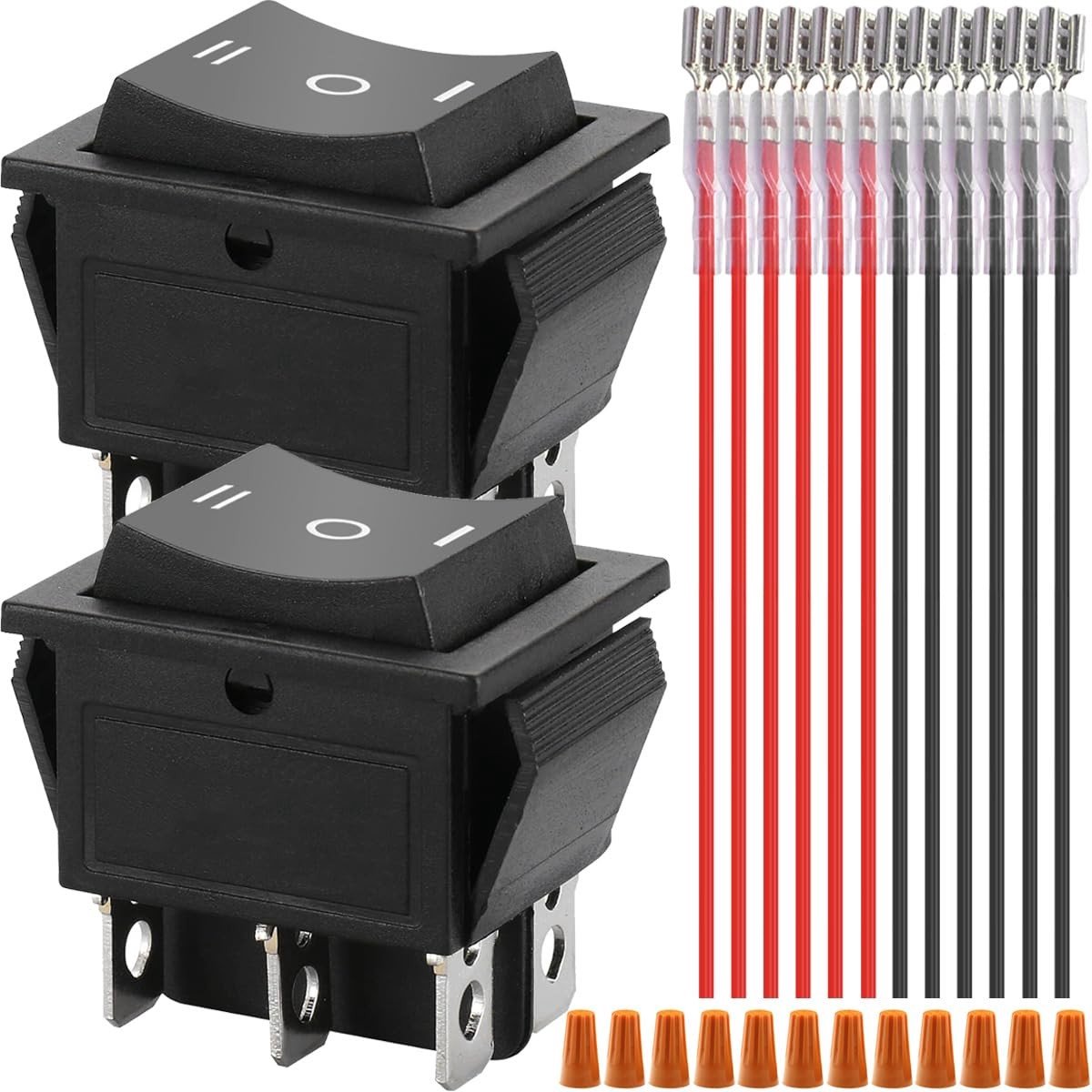 Rocker Switch 6 Pin 3 Positie ON/OFF/ON voor Motor Controle - 2 Stuks met Draad