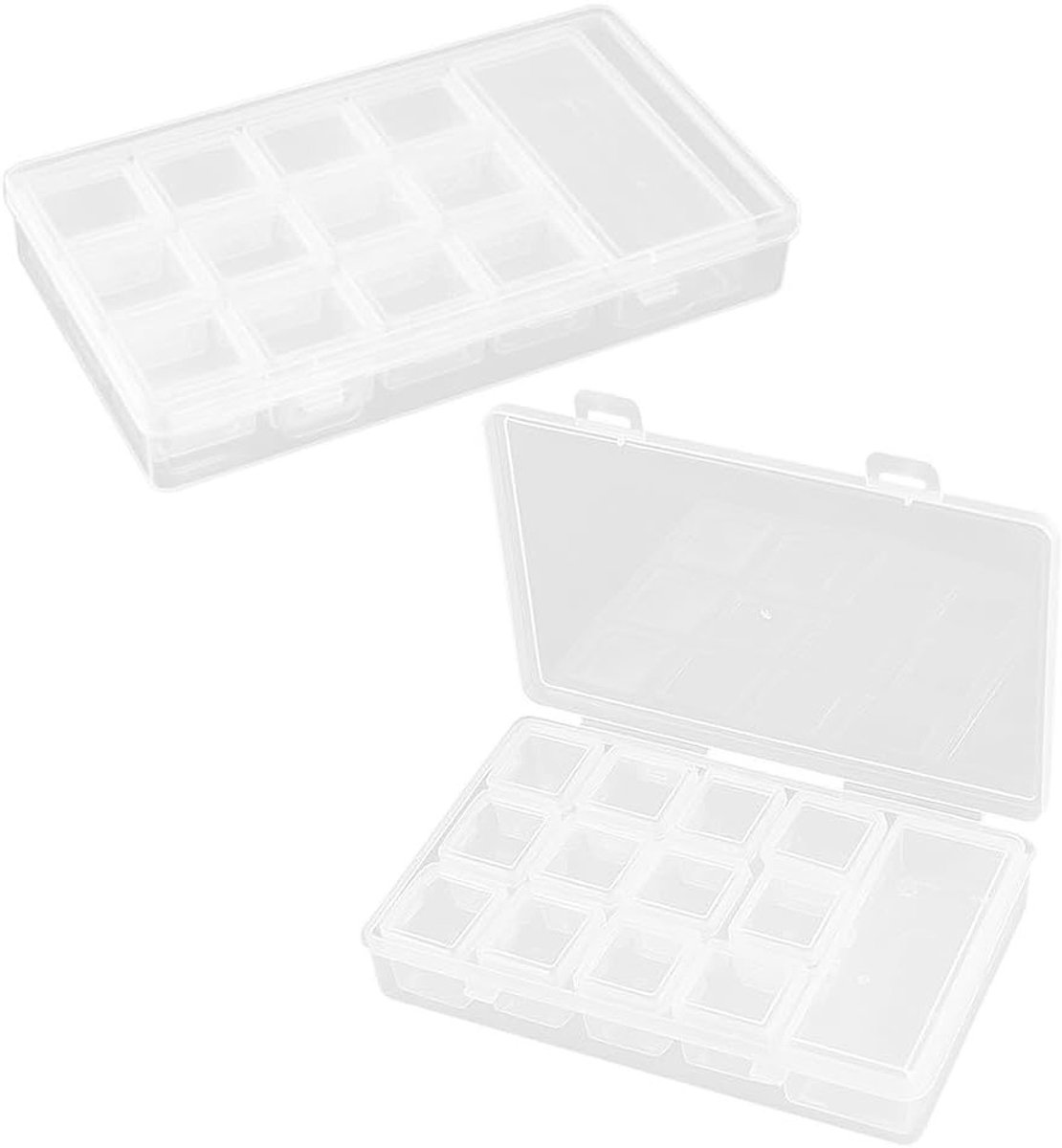 2 Sets Opbergdozen voor Kleine Onderdelen, Perfect voor Sieraden, Kralen en Diamant Schilderen, Ideaal voor Rhinestones, Edelstenen en Nagelaccessoires