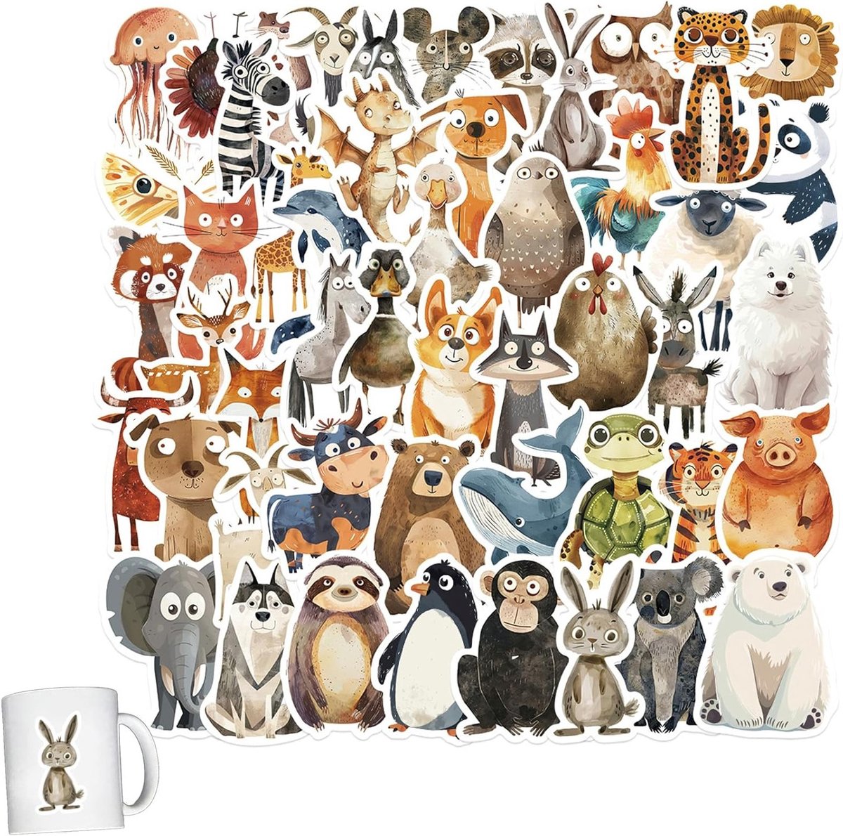Dieren Stickers Set - 100 Stuks Waterdichte Vinyl Stickers voor Kinderen - Schattige DIY Stickers voor Laptop, Flessen, Skateboards en Creatieve Decoratie