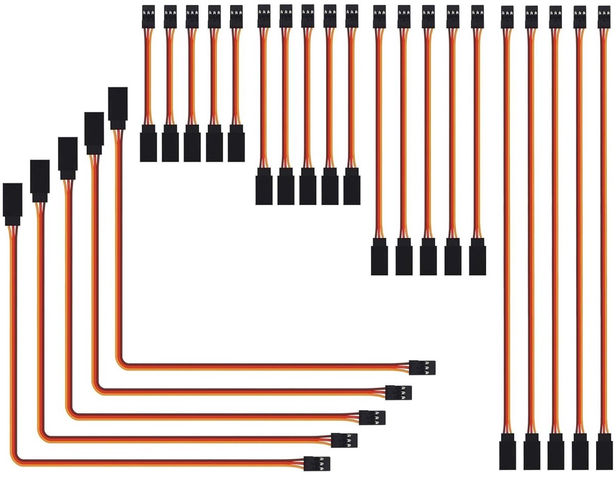 25 Stuks Servo Kabels voor Op afstand Bediening Vliegtuigen - Lengtes 10cm, 15cm, 20cm, 30cm, 50cm