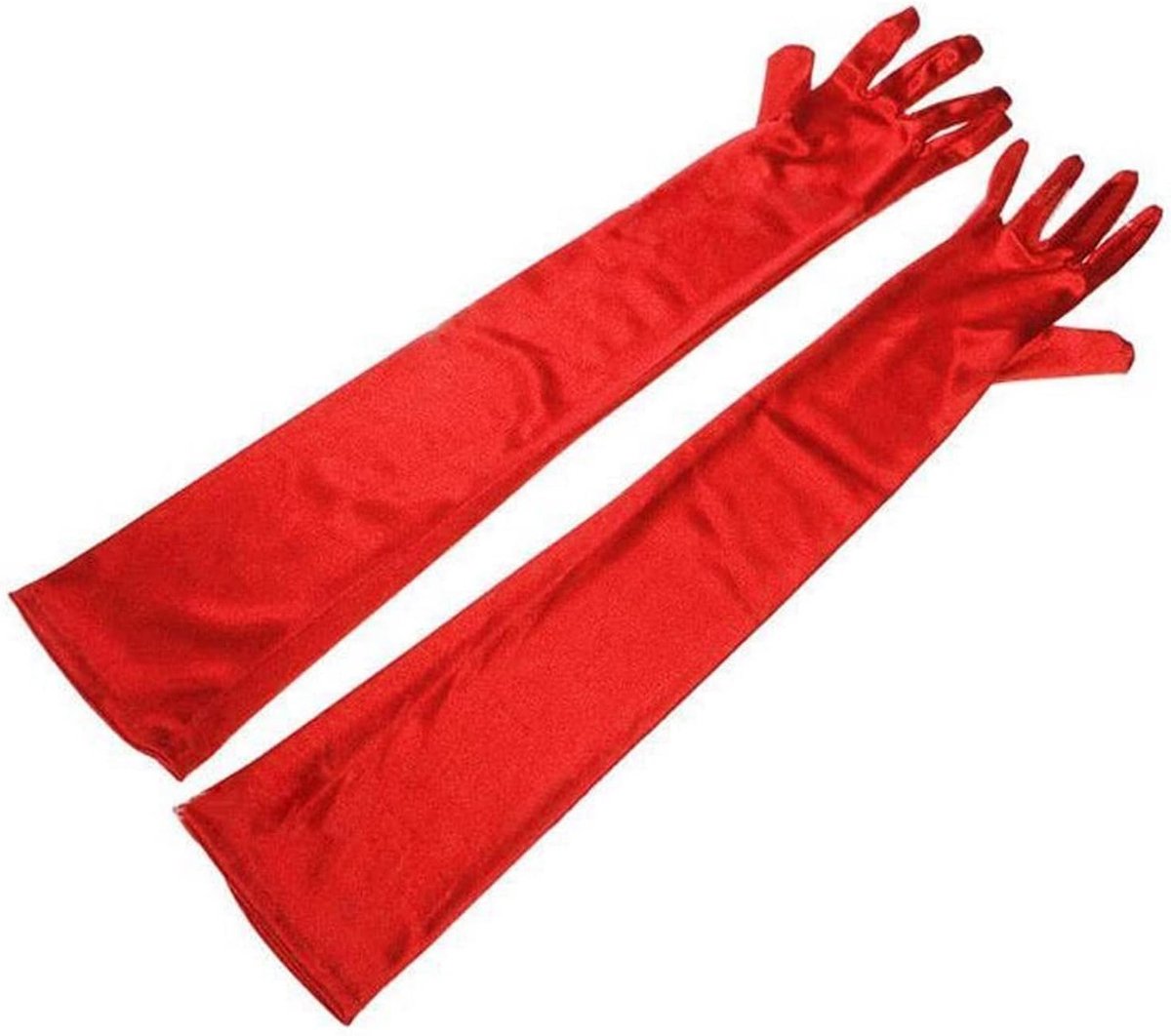 Elegante Satijnen Avondhandschoenen van 52CM voor Bruiloft en Prom, 1920 Stijl, Rode Elbow Gloves voor Feest en Gala
