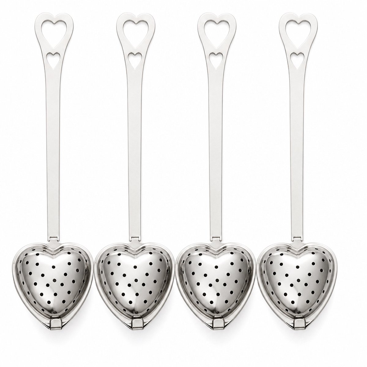 TeaLux Set van 5 Stuks RVS Theefilters met Lekbakjes - Theezeef voor Losse Thee en Kruiden - Tea Infuser\Strainer Giftset - Verse Thee filter\Zeef Cadeau Pakket - Kruidenbuiltje ei met Onderzetters - Geschenkset - Zilver