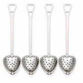 Set van 4 Stuks RVS Theefilters - Theezeef voor Losse Thee en Kruiden - Tea Infuser\Strainer Giftset - Verse Thee filter\Zeef Cadeau Pakket - Kruidenbuiltje ei met Onderzetters - Geschenkset - Zilver