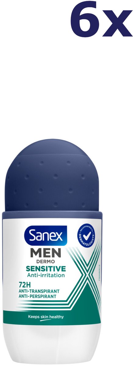 6x Sanex Deo Roll-on Men - Dermo Sensitive 50 ml