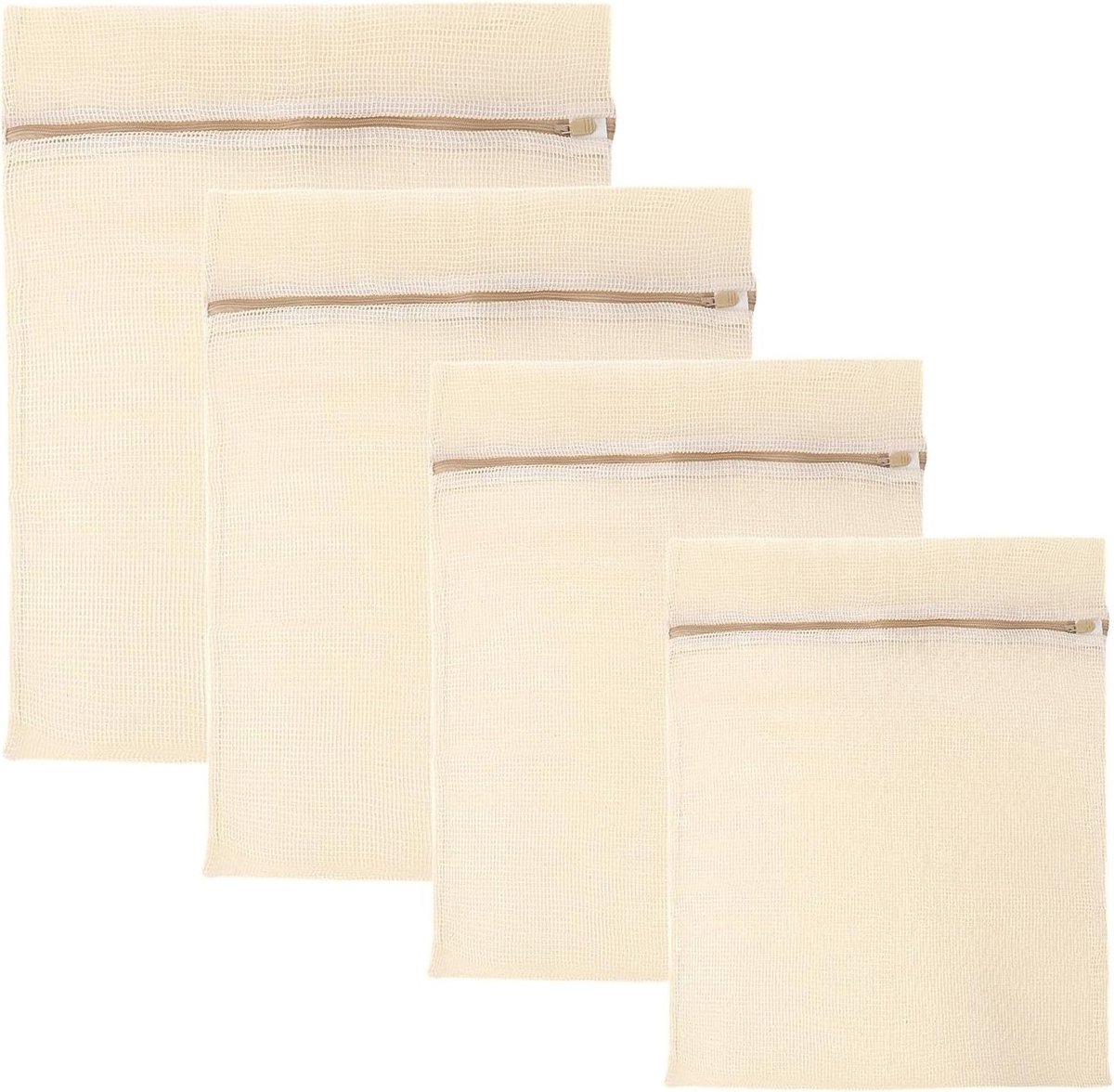 Premium Katoenen Wasnet Set van 4 Stuks, Ideaal voor Ondergoed, Bh's en Delicate Was, Waszakken voor de Wasmachine en Reizen