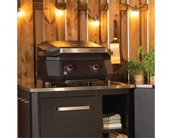 Gas Plancha Grill 61x65x44 cm – G-500 5kW BBQ met 2 U-vormige Branders, LED Ontsteking, Thermometer & 535x418 mm Grilloppervlak – HomebyNicole
