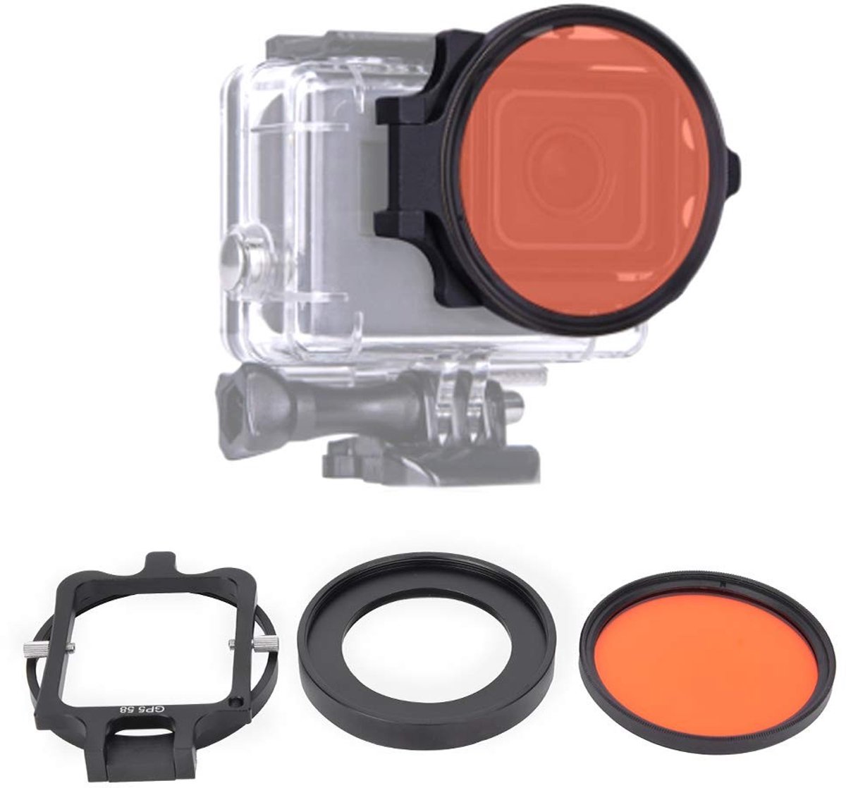 aladdien - Duikfilter - Onderwaterfotografie - 58 Mm Optisch Glas - Rood Duikfilter - Met 16x Macrolens - Geschikt voor Actiecamera's - Compact formaa