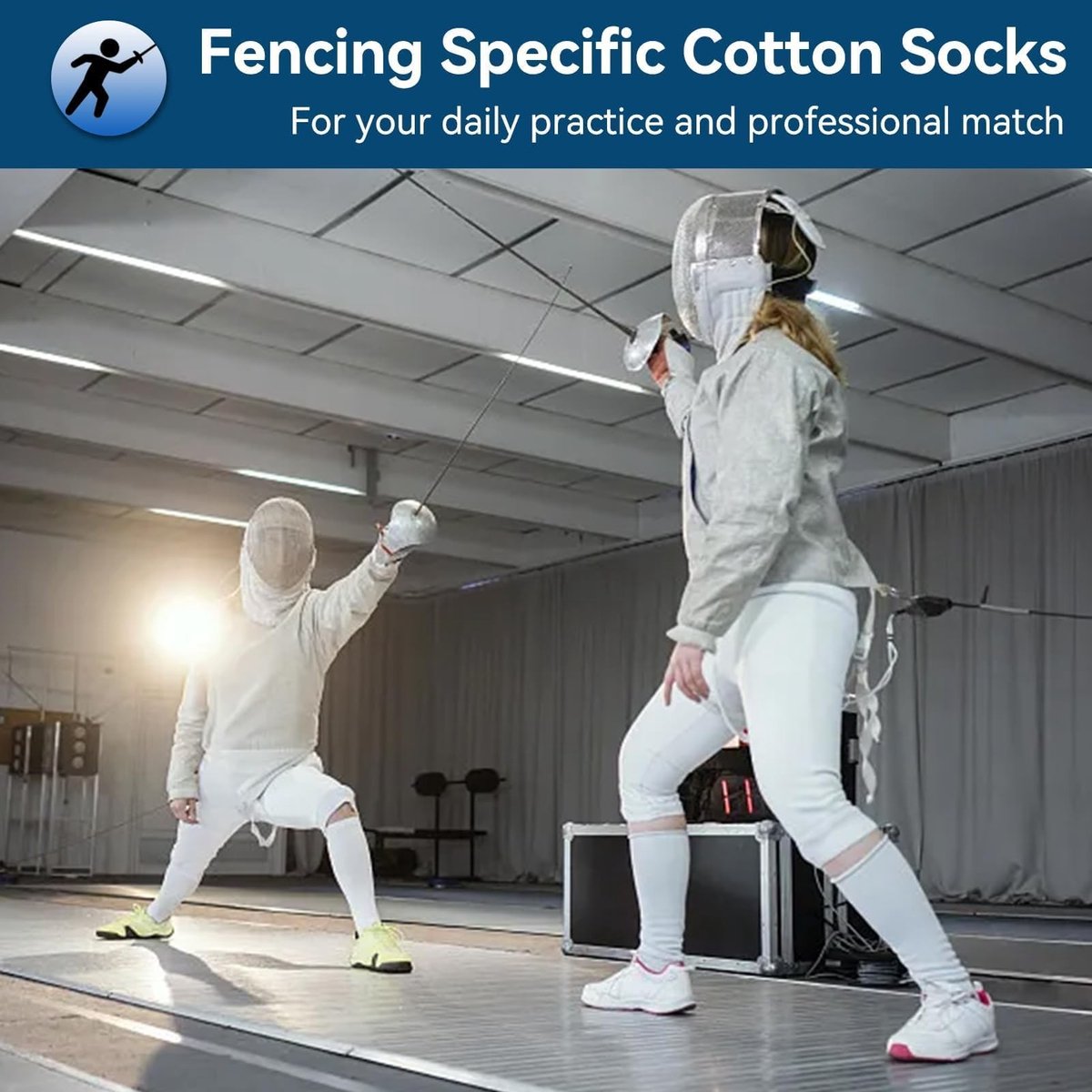 Allecto - Fencing Sokken - Beschermende Kniesokken - Unisex - Wit - Sportieve Tube Sokken - Geschikt voor Kinderen en Volwassenen - Casual Stijl