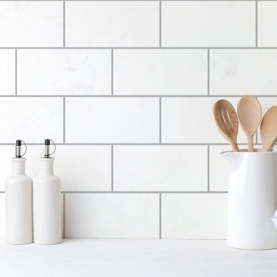 Store_8 - Wandtegelstickers - Zelfklevend - Eenvoudig aanbrengen - Wit - Decoratie stickers - Geschikt voor woonkamer, keuken en badkamer - 54 stuks