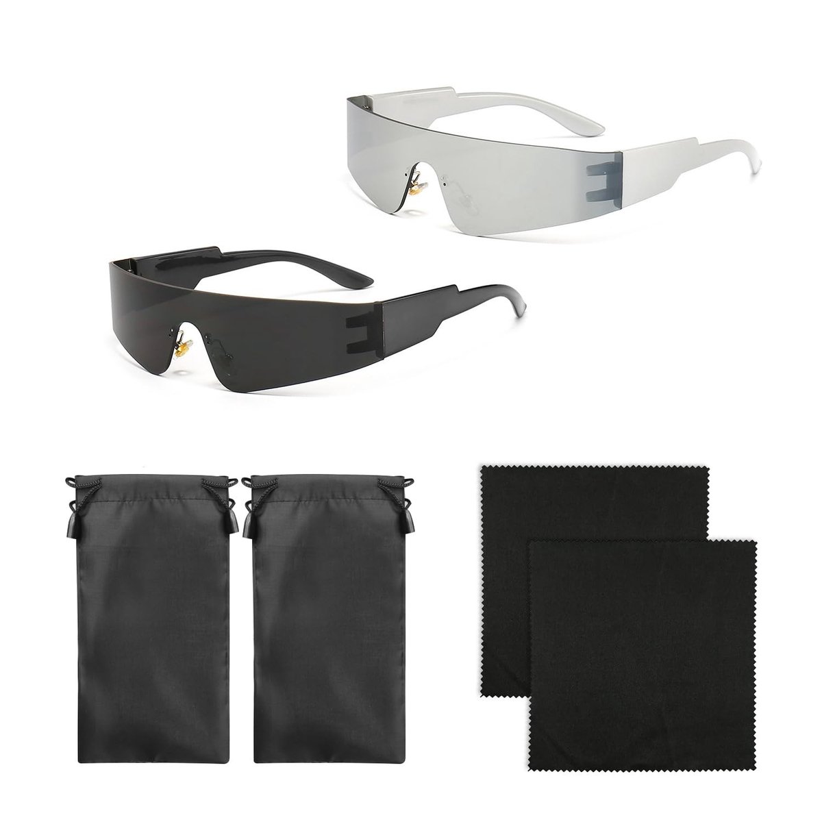 SPHProducts - Zonnebrillen - Futuristische Stijl - Met Etuis en Microvezeldoeken - Reflecterende Lensen - Trendy en Modieus - Geschikt voor Diverse Ge