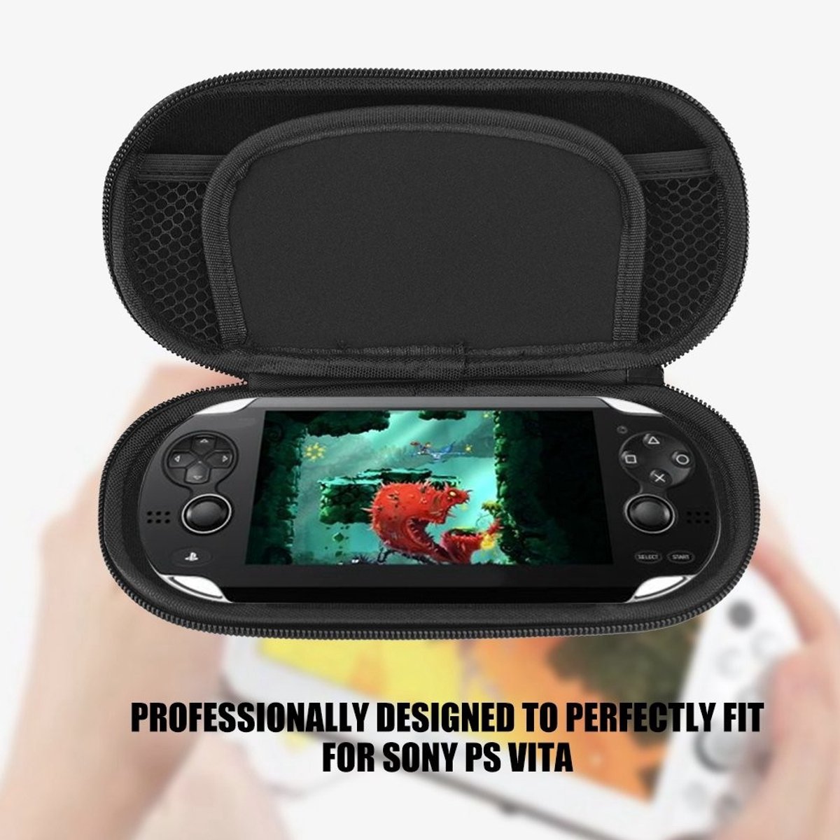 Allecto - Hoesje Ps Vita - Beschermende Hard Case - Dubbele Compartiment Draagtas - Blauw - Geschikt voor PS Vita - Accessoires Bescherming