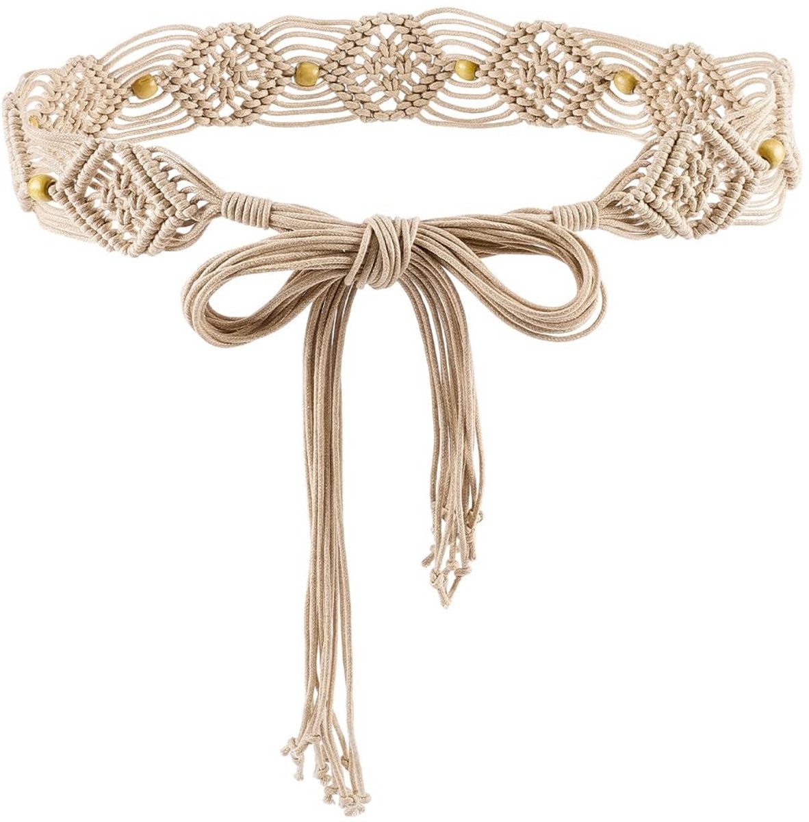Allecto - Boho Tailleband - Handgemaakte Macrame - Dames Accessoire - Khaki - Katoenen Gordel - Geschikt voor casual outfits - Modieus
